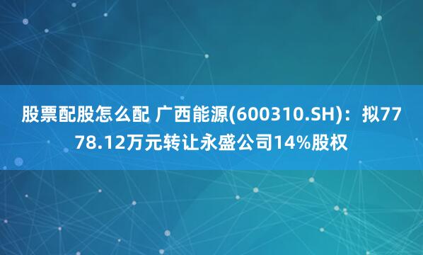 股票配股怎么配 广西能源(600310.SH)：拟7778.12万元转让永盛公司14%股权