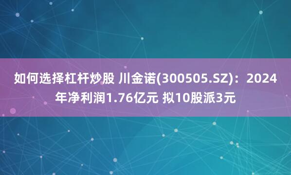 如何选择杠杆炒股 川金诺(300505.SZ)：2024年净利润1.76亿元 拟10股派3元