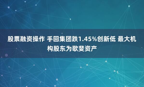 股票融资操作 手回集团跌1.45%创新低 最大机构股东为歌斐资产